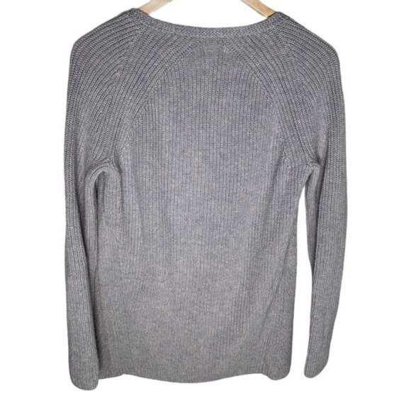 LOFT Lou & Grey Gray Ribbed Knit Sweater | V-Neck Long Sleeve Women’s Small - Picture 2 of 10